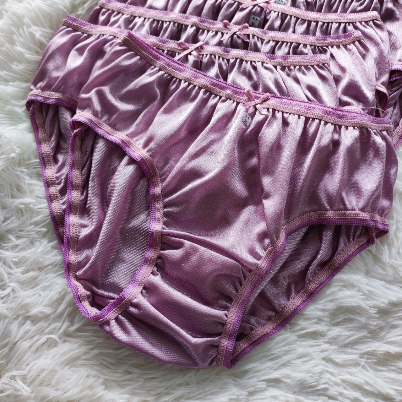 6 Purple Bikini Nylon Panties Woman Underwear Comfort Soft Briefs Hip 32″-38″ L