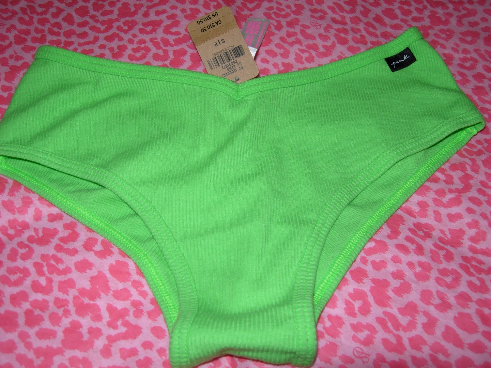 Victoria’s Secret Sexy PINK LOGO V-Cut Bright Kiwi Green Cheekster Pantie NWT