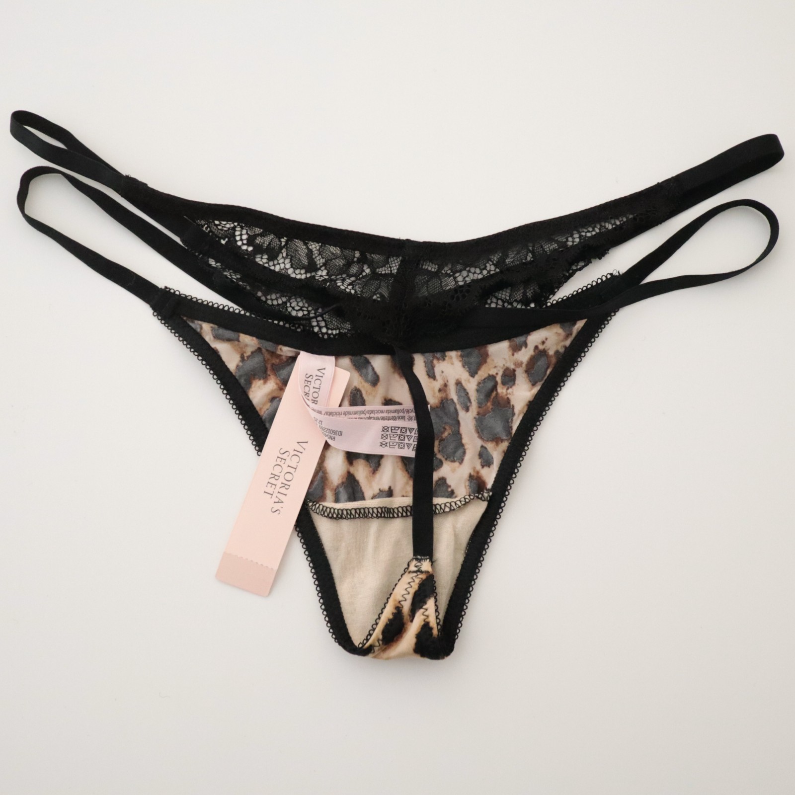 VICTORIA’S SECRET Very Sexy Lace Trim Strappy Cut Out V-String Thong Panty S M L