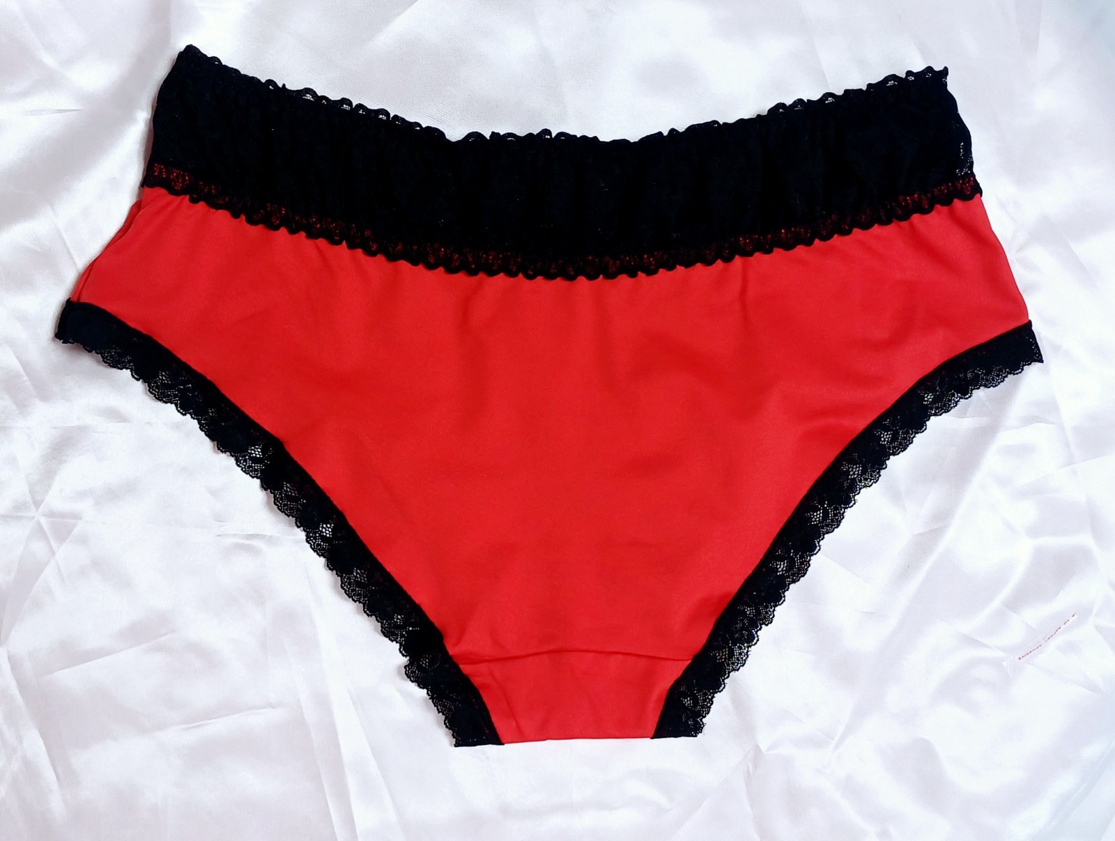 Womens Comfort Stretchy Red & Black Lace Panties Knickers Sissy CD TV 1 XL 18-20