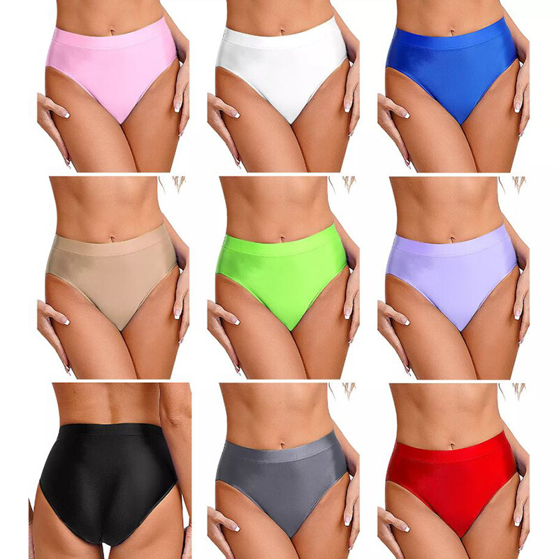 5PCS/LOT Sexy Womens Briefs Silky Satin Thongs Low Rise Panties Shiny Underwear