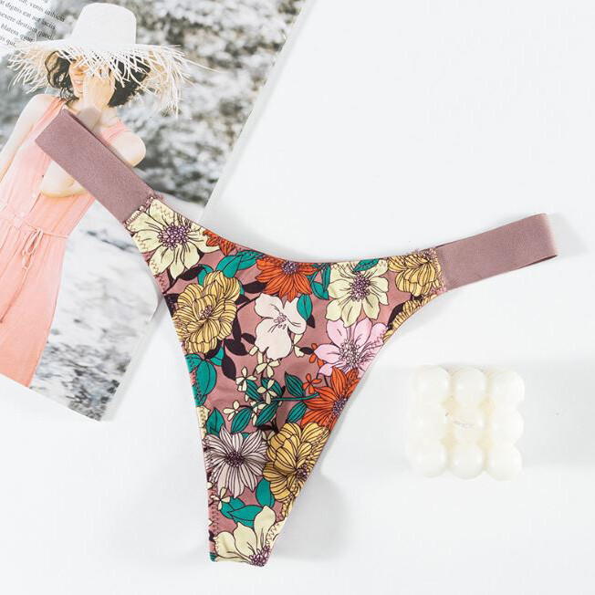 5pack Lot Sexy Womens String Bikinis Thong Floral Silky Panties French Underwear