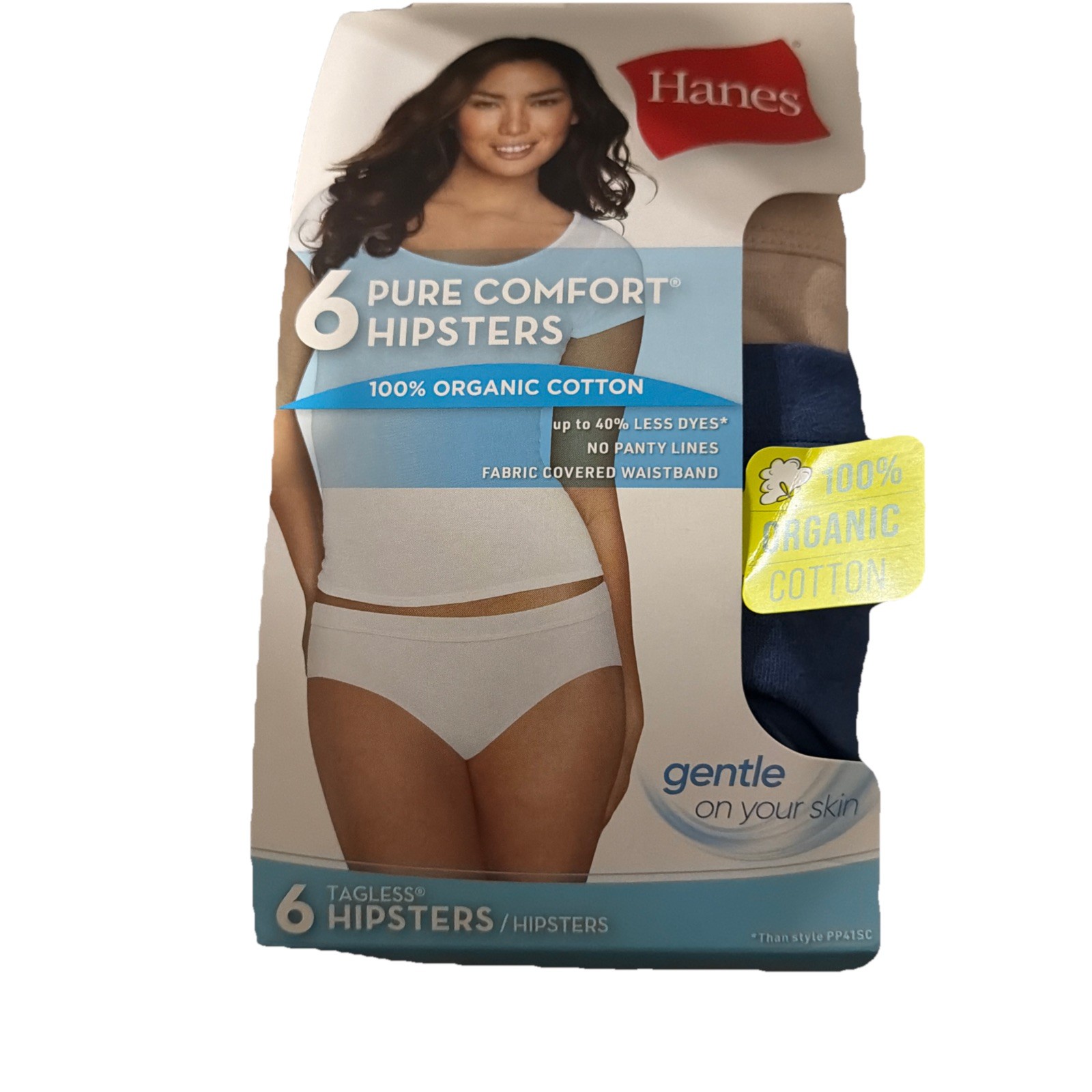 Hanes Underwear Womens 5 Small Hipsters Organic Cotton Pure Comfort 6 Pair