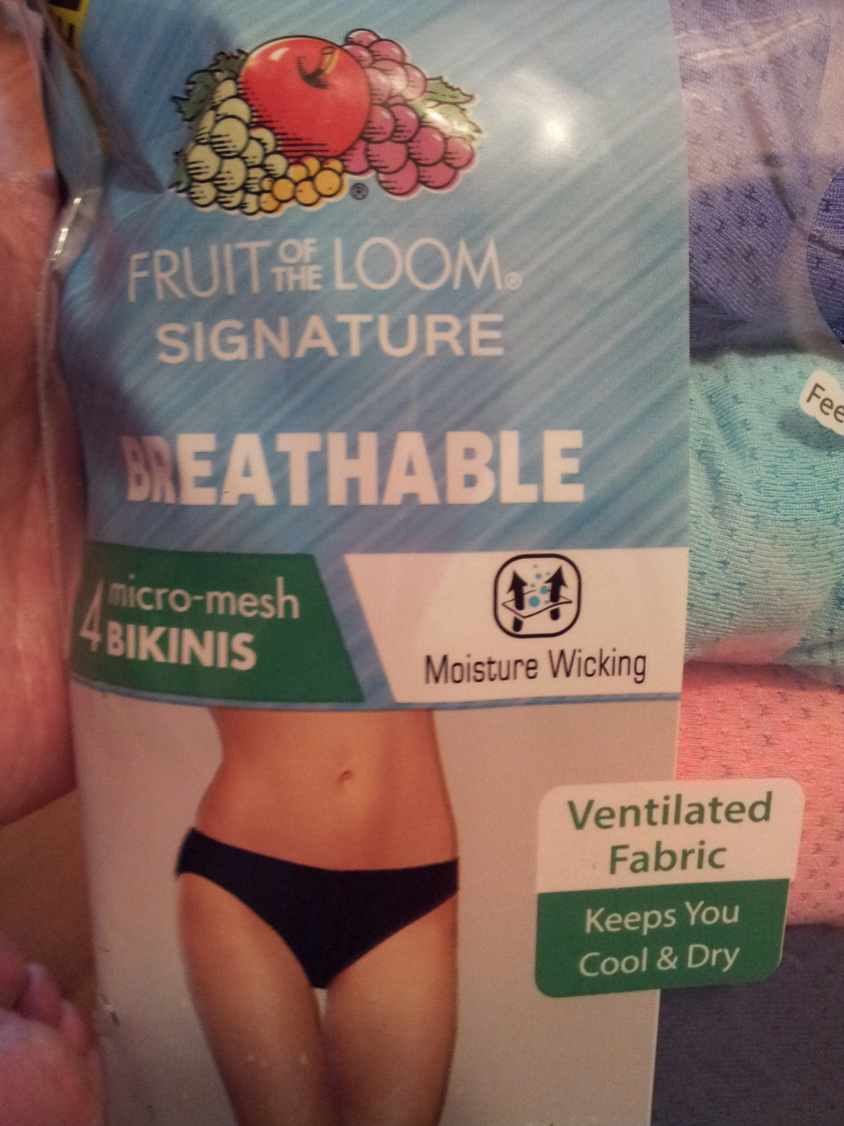 Bikini Panties 4 Pair Pack Size 8(1X) or 9(2X) Micro Mesh Breathable Tagless