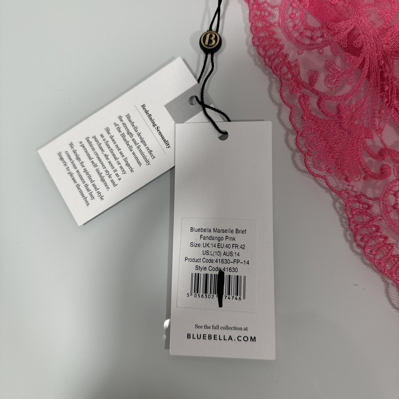 NWT $30 Bluebella [ Large 10 US ] Marseille Panty in Fandango Pink #T1632