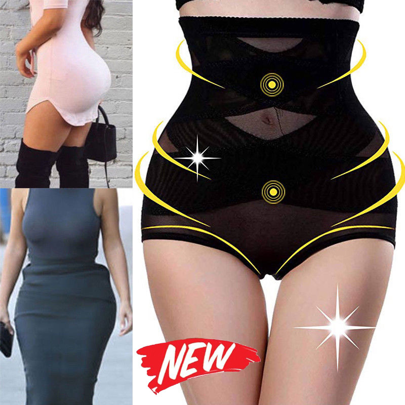 Women Hi-Waist Trainer Briefs Boned Shapewear Panties Tummy Control Underwear US