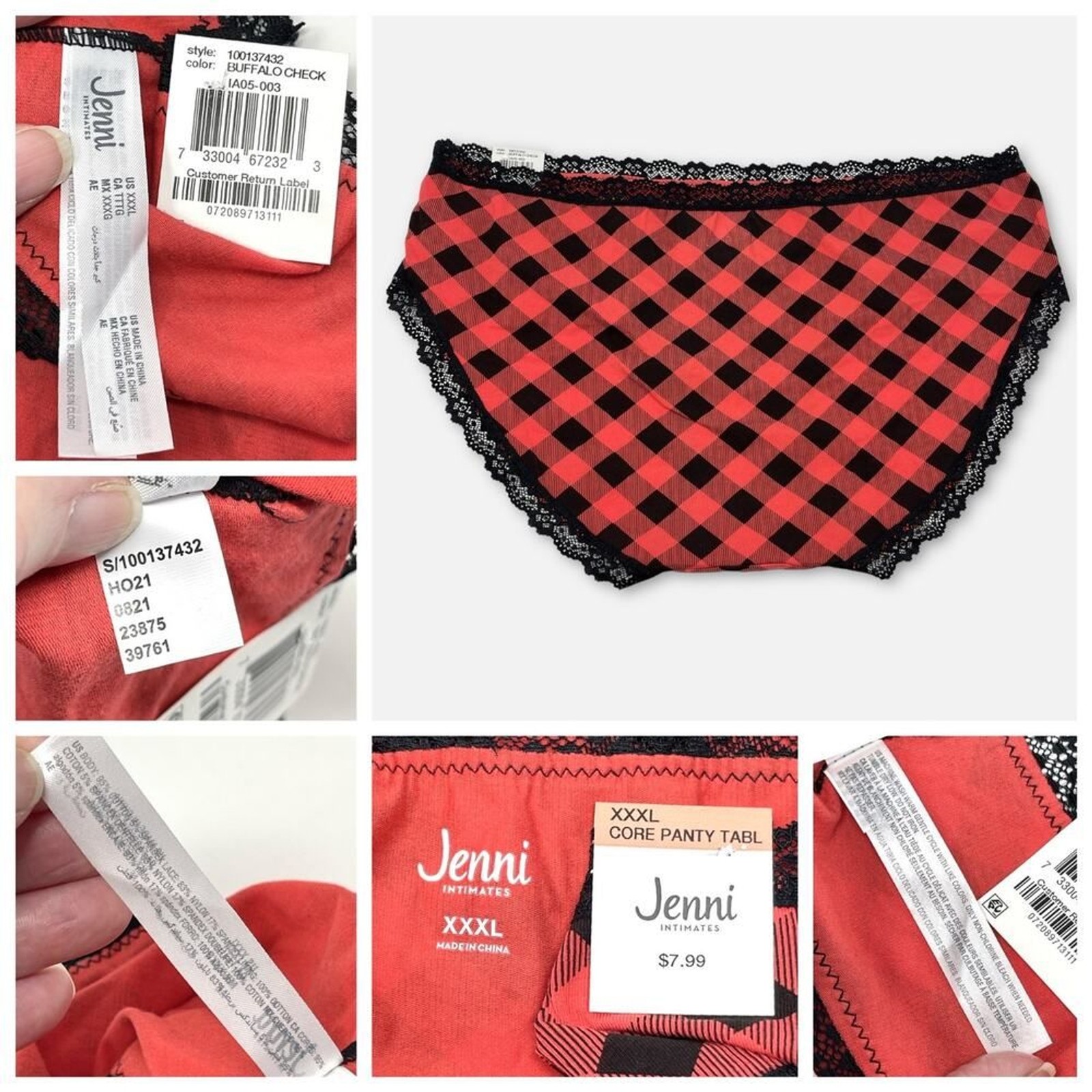 Jenni, Jockey NEW Women’s 2 Pack Bundle Panties SZ XXXL Red Black White