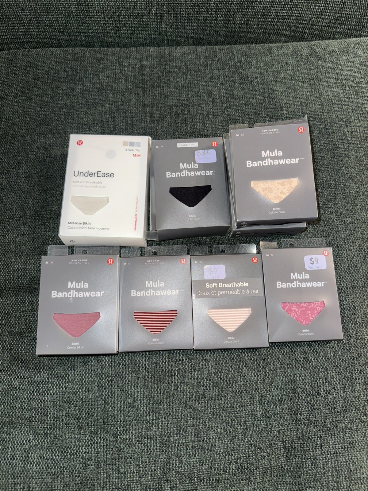 LOT OF 15 LULULEMON UNDEREASE MULA BANDHAWEAR BIKINI PANTIES NEW SIZE MEDIUM