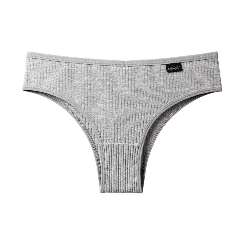 Sexy Women Cotton Lingerie Solid Color Thongs Low-Rise Underpant Bikini Briefs
