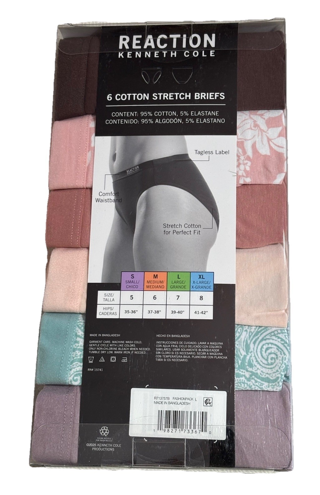 Reaction Kenneth Cole 6 Pk Women’s Fashion Stretch Hi-Cut Brief Underwear