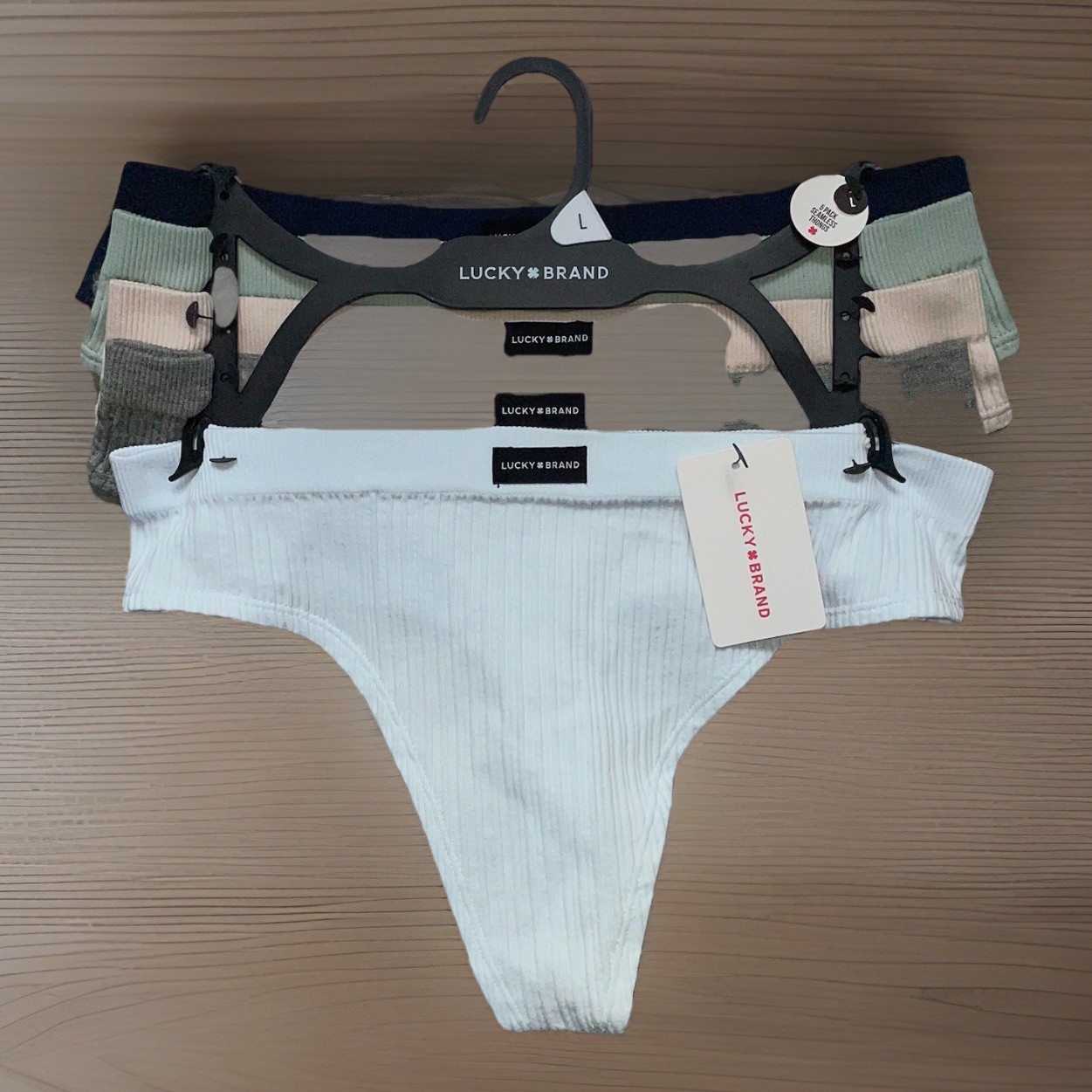 Lucky Brand 5Pk Seamless Ribbed Thongs Panties M $60 LVD47983 New