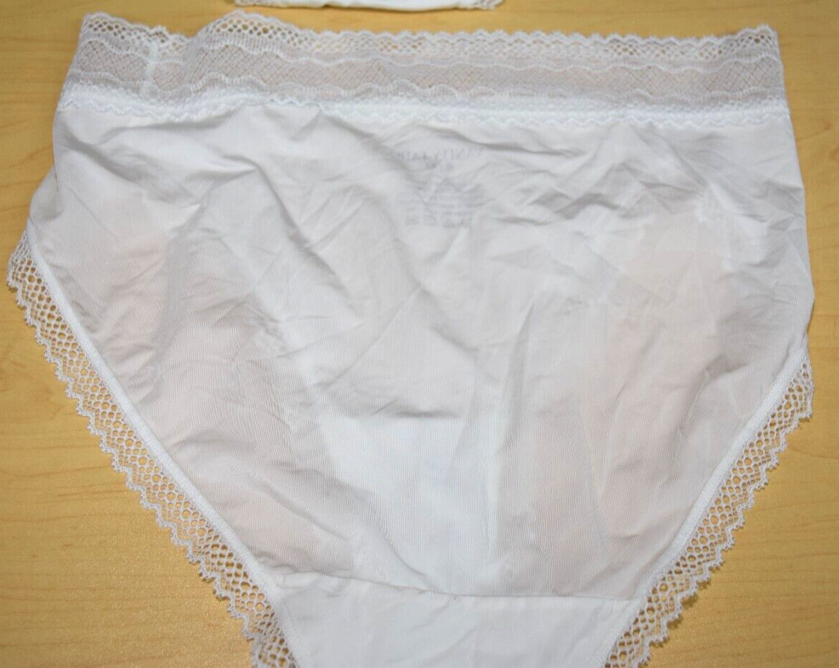 2 White Flattering Lace Hi Cut Panty No pinch No Show 13280 M Medium Lot