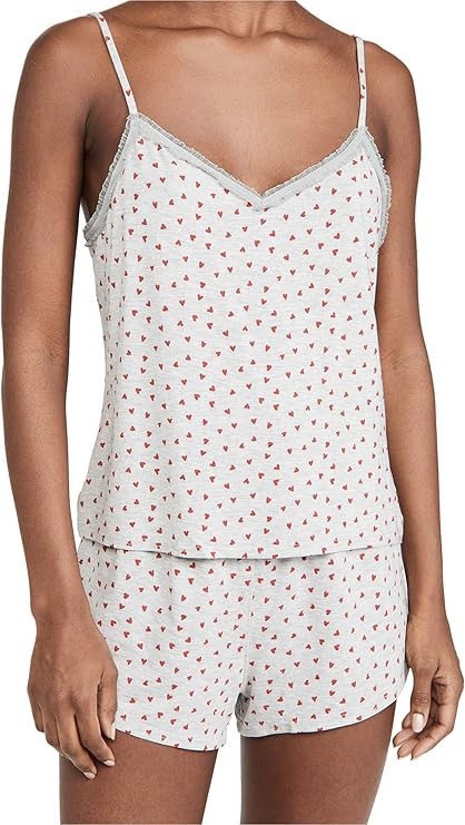 Calvin Klein underwear Flocked Hearts Short Sleeve Short Set-Grey Red Gala:XL