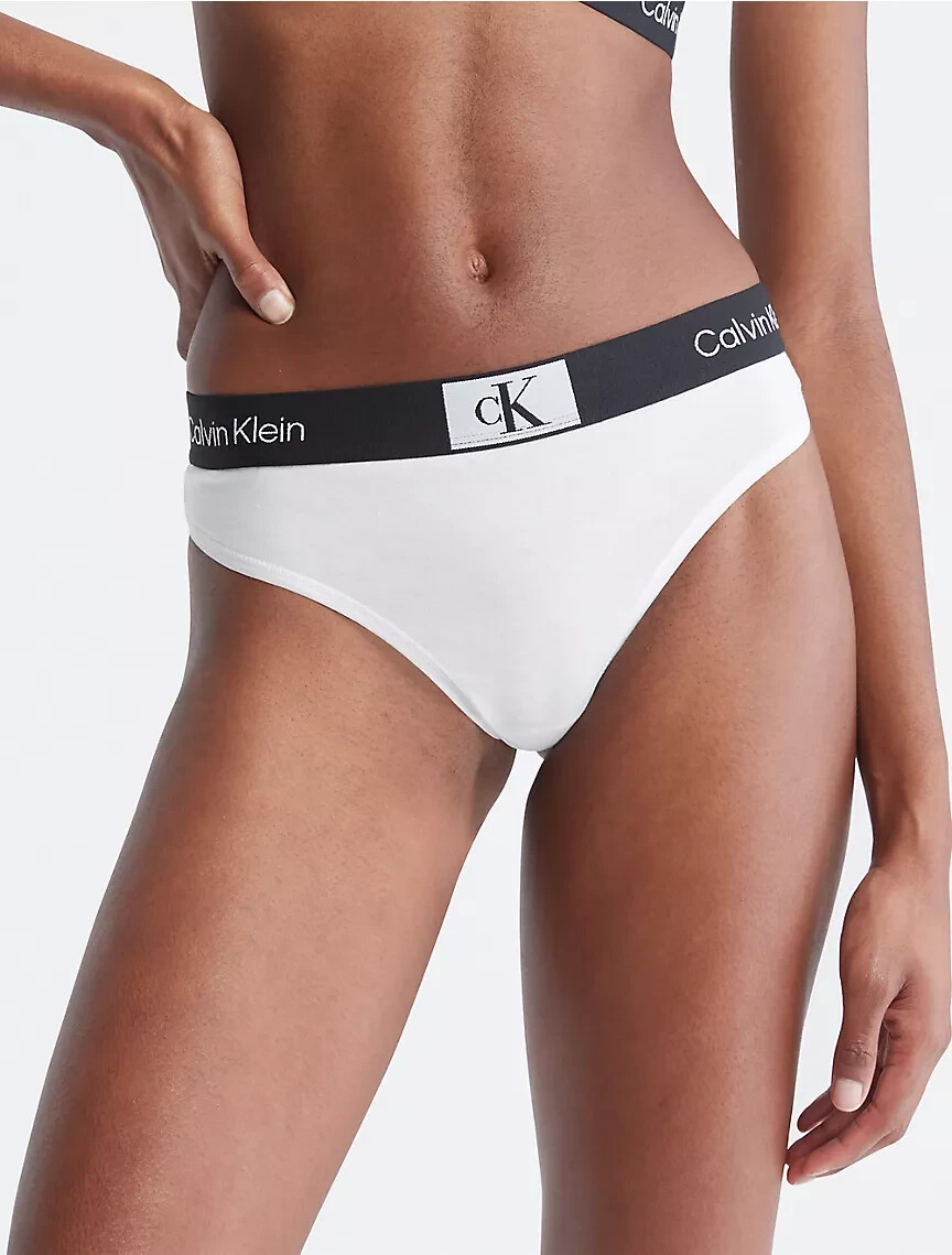 Calvin Klein 1996 Cotton Stretch Modern Thong, White, 1X