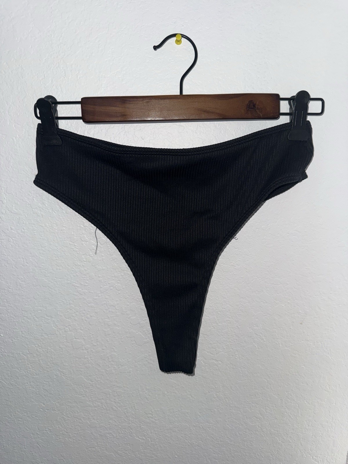 Black Thong Panties Women’s Medium Regular Size Solid Spandex Opaque Underwear