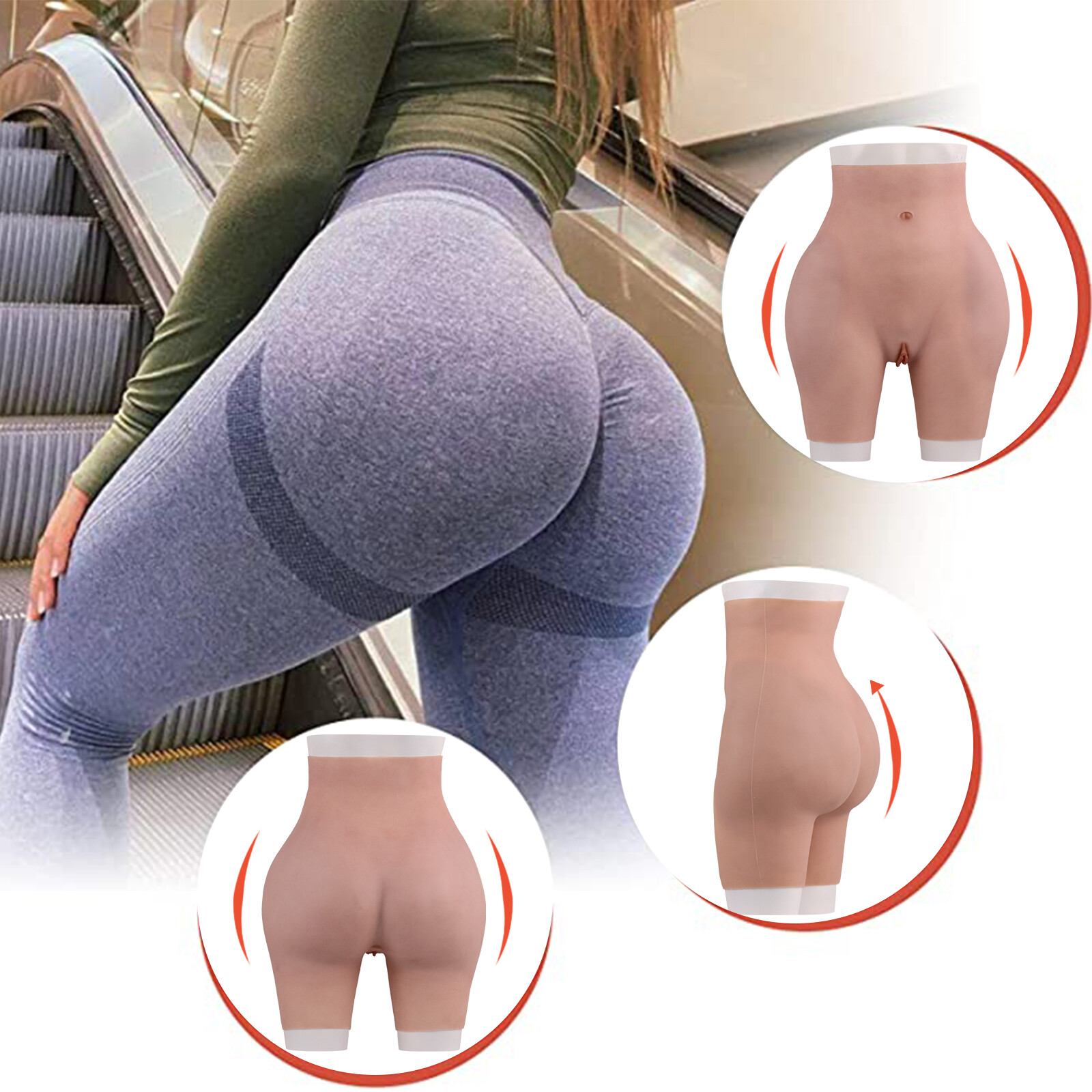 Transgender silicone panties false pants thick hips butt enhancer briefs