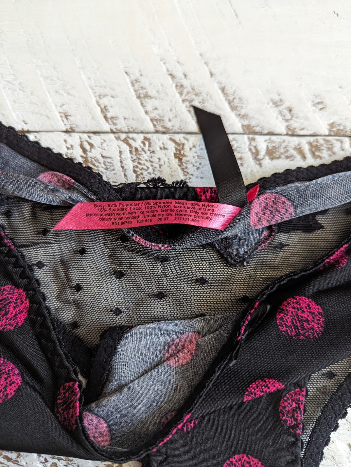 Vintage Victoria’s Secret Size S Black Spray Dot Heart Cheeky Panty
