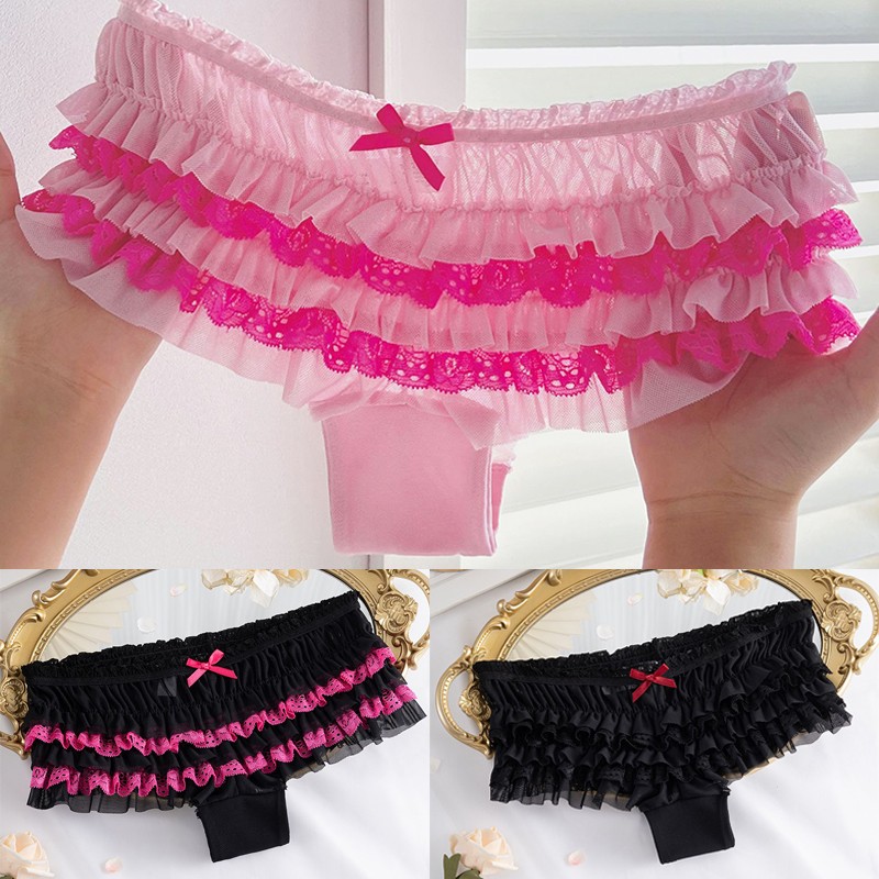 3 Pack Lot Sexy Womens Lace Panties Underwear Sheer Briefs Lingeries Pleated