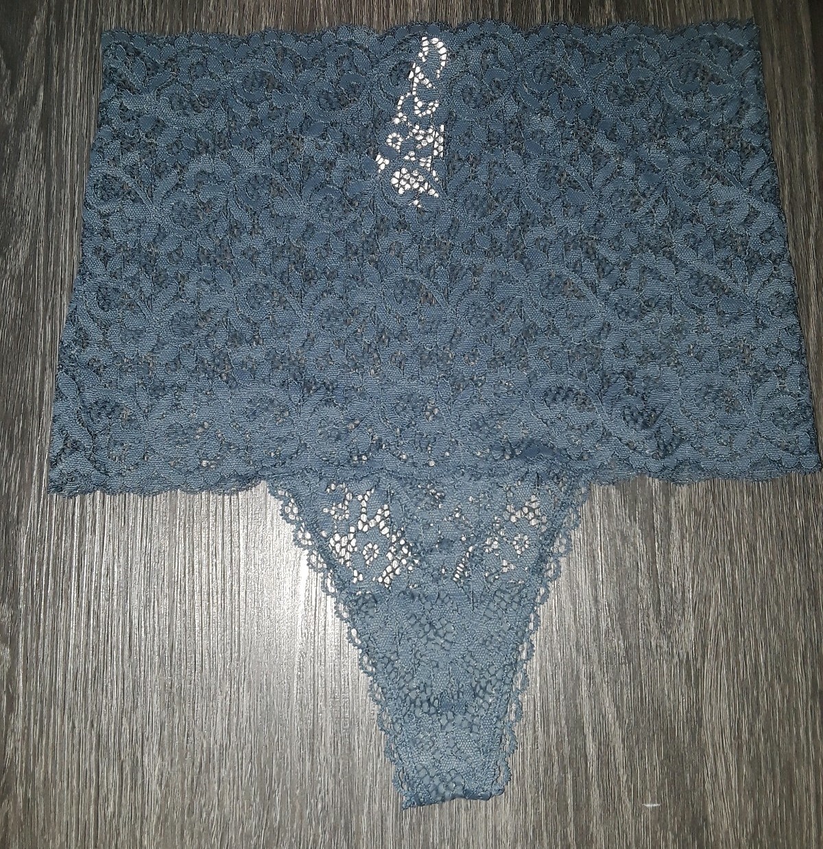 NEW VS body by victoria athena Lace high waist thong Size medium blue storm