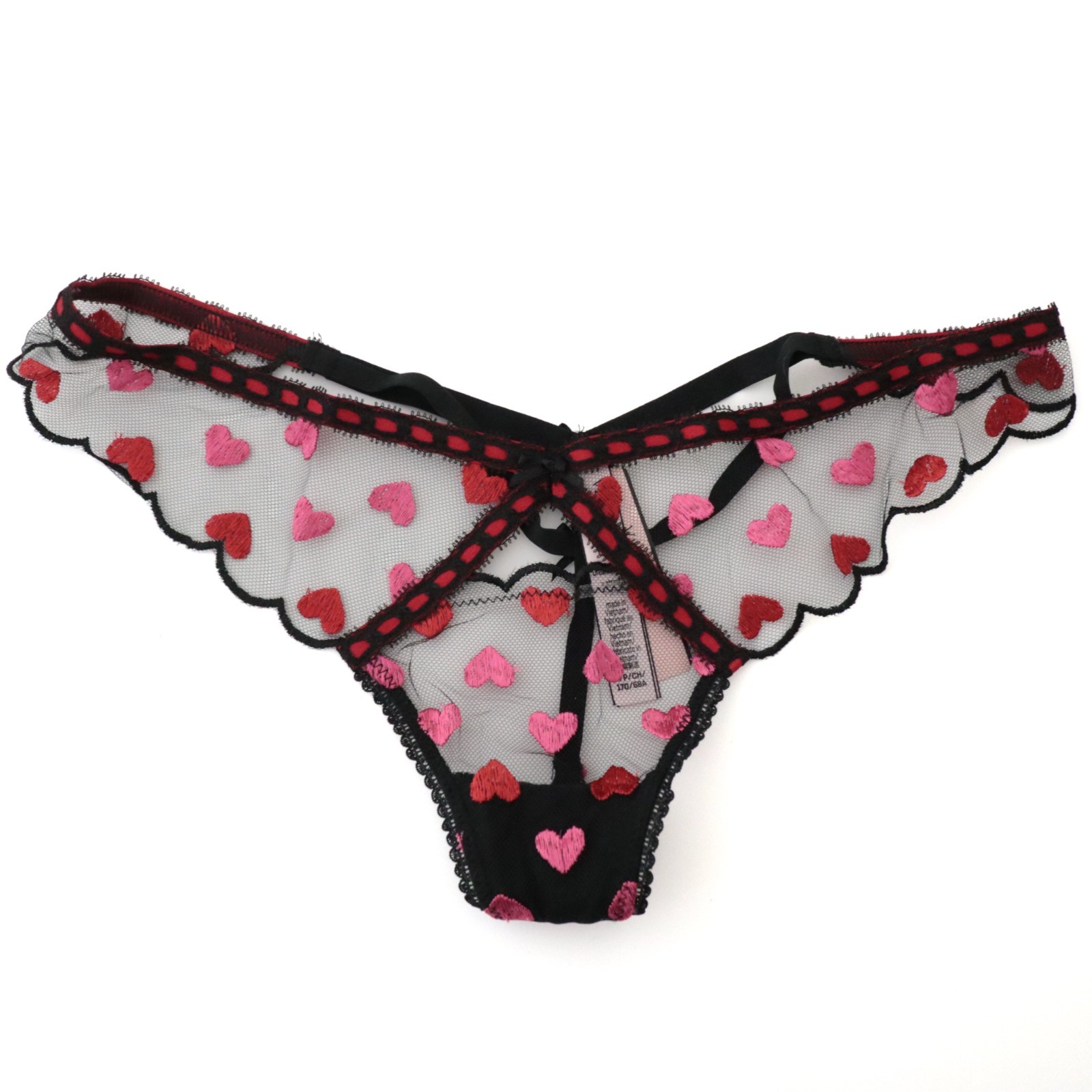 NEW Victoria’s Secret 2021 Dream Angels Hearts Mesh V-String Thong Panty SMALL