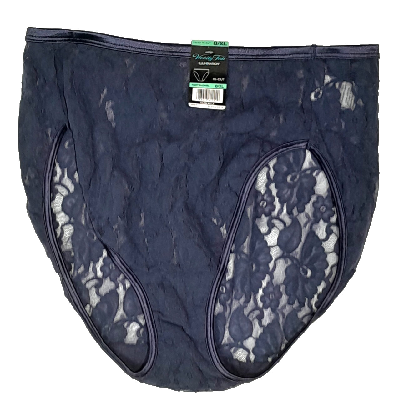 3 Vanity Fair Illumination High Cut Panties 8 XL Red/Navy Lace Satin Trim NWT