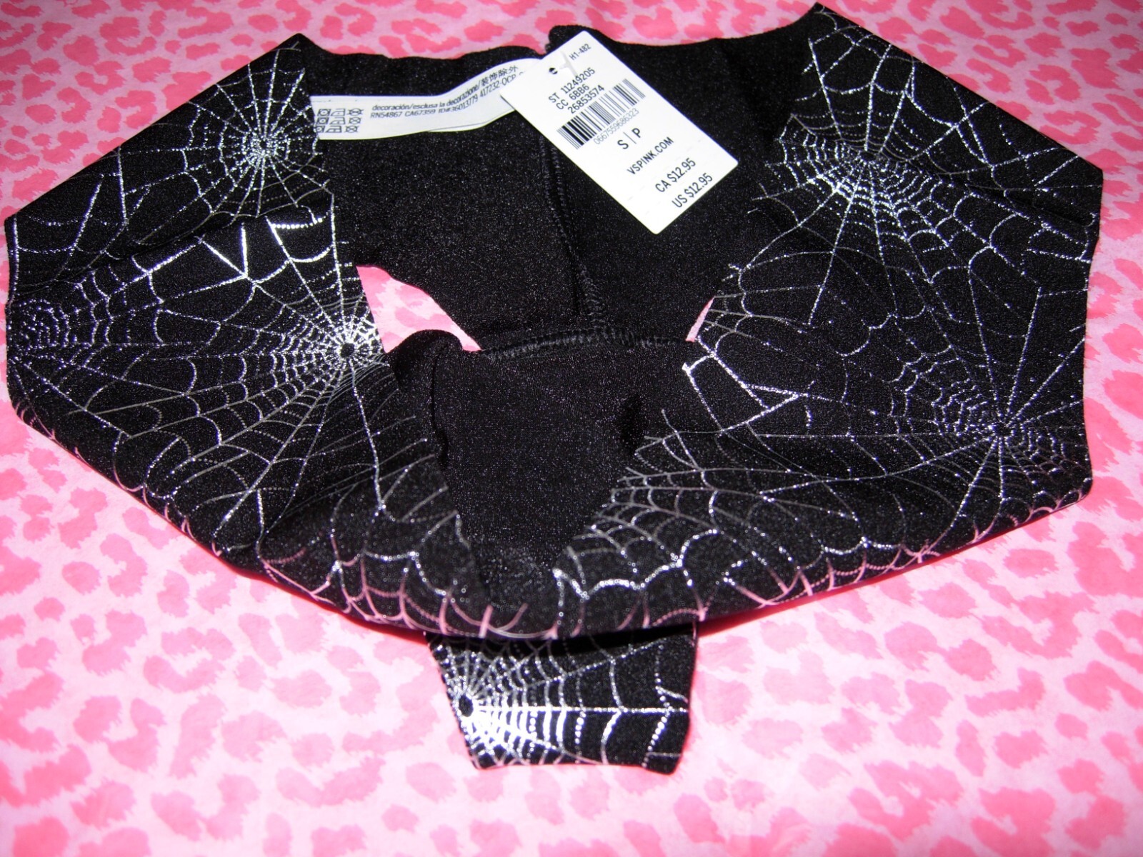 Victoria’s Secret PINK Sexy Thong Raw Cut No Show Halloween Spiders HOT XS SMLXL