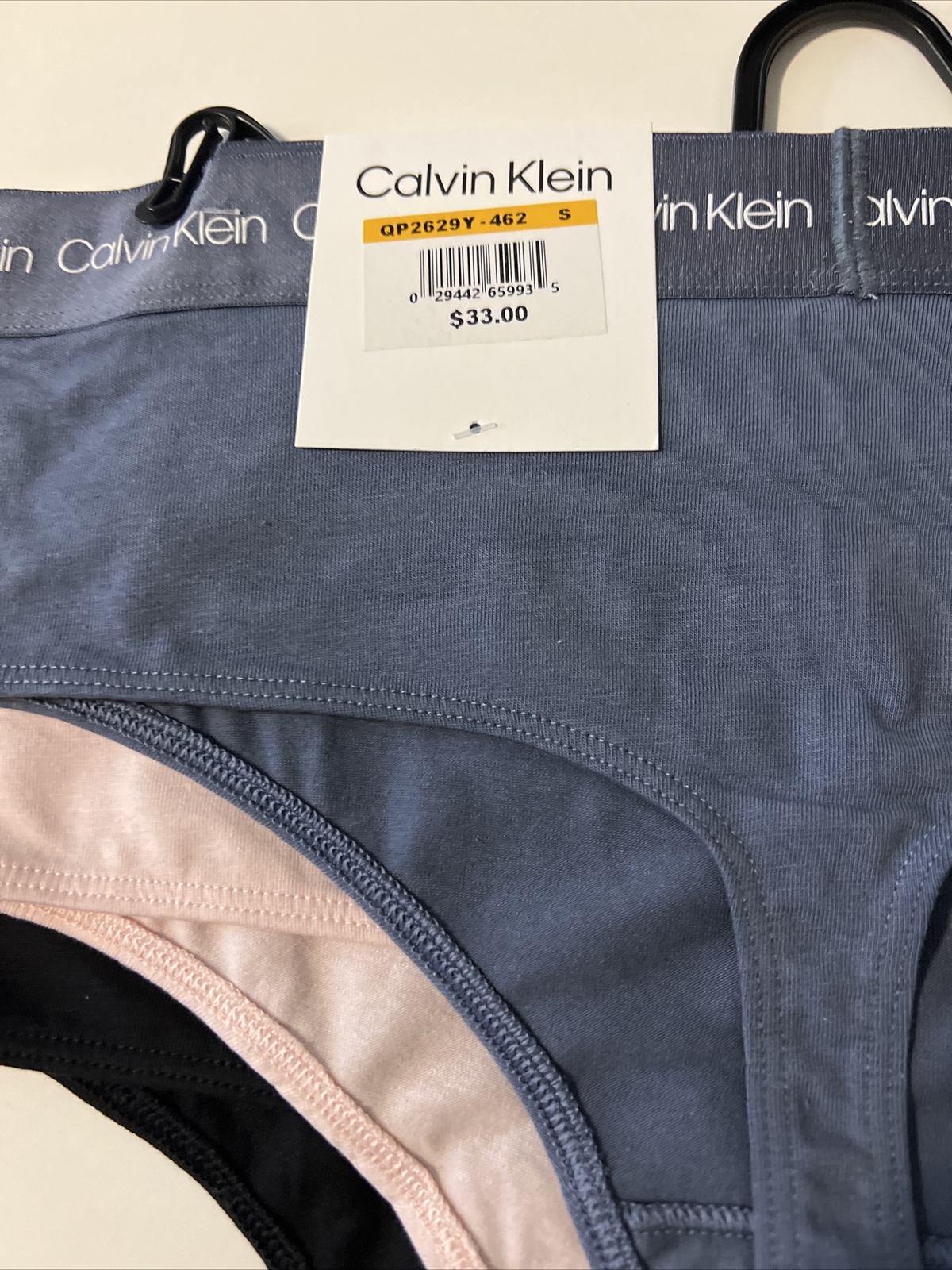 Calvin Klein Womens Small Thong Panties 90% Cotton MID RISE 3-pk Gray Pink Black