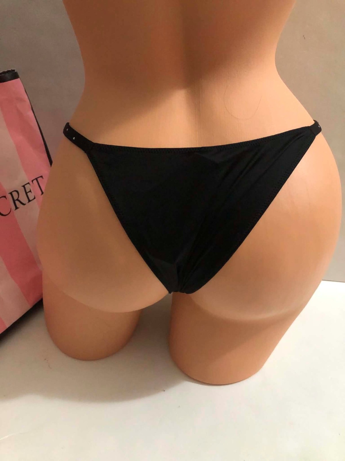 Victoria’s Secret Sparkle Scattered Crystal Shine Strap Brazilian Panty Black