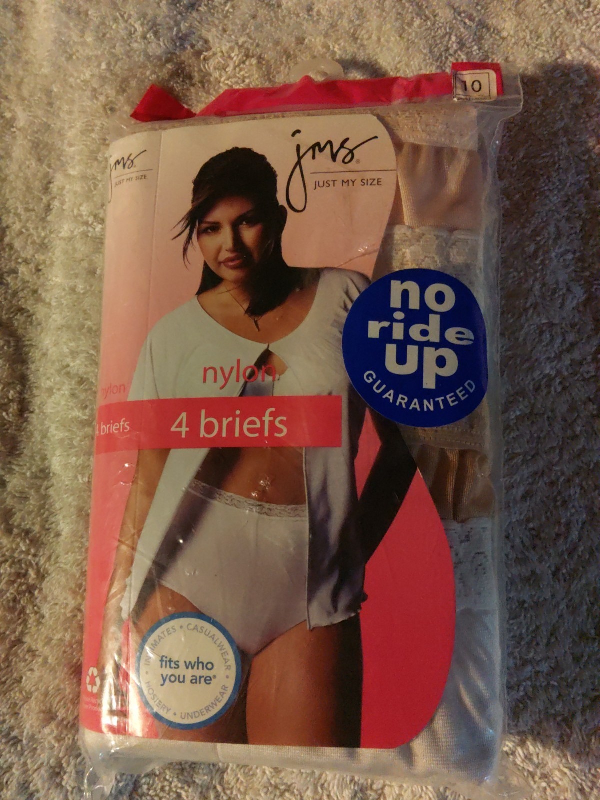 Just My Size Nylon Brief Panties w/tag 100% nylon size 10 White 4 Pack