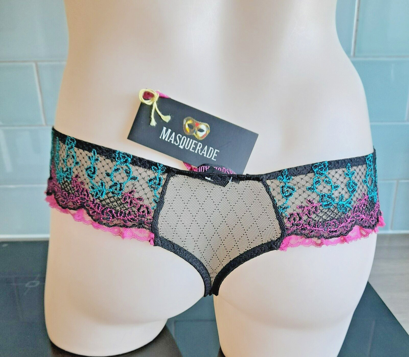 Masquerade by Panache Showtime CARNIVAL Black/Pink Hipster Thongs