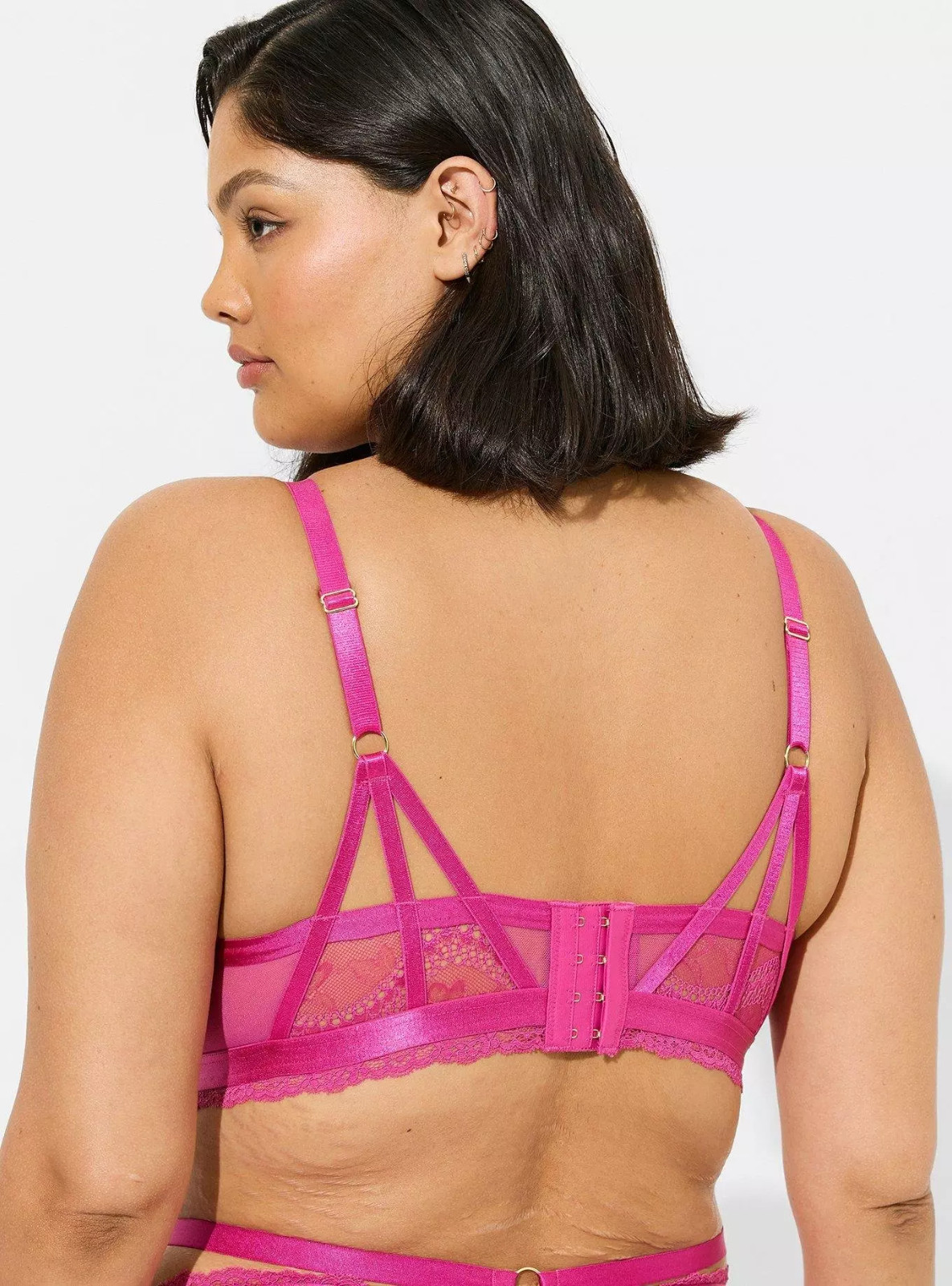 Womens Torrid Fuchsia Pink Boudoir Strappy Unlined Underwire Bra size 2 2X 18-20