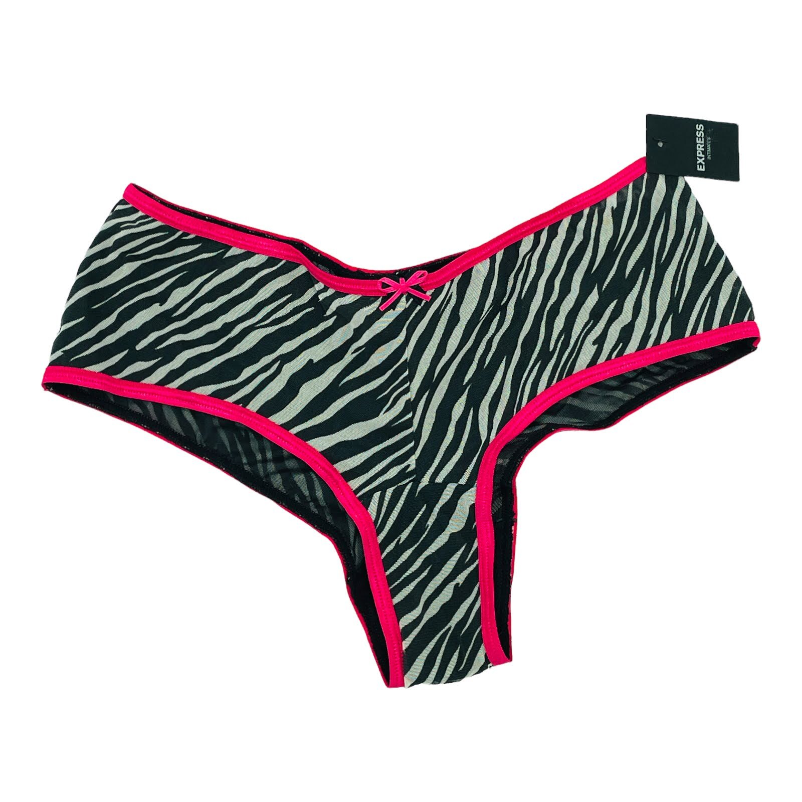 express intimates zebra hipsters XS Pink Bow Stripped, Black and White
