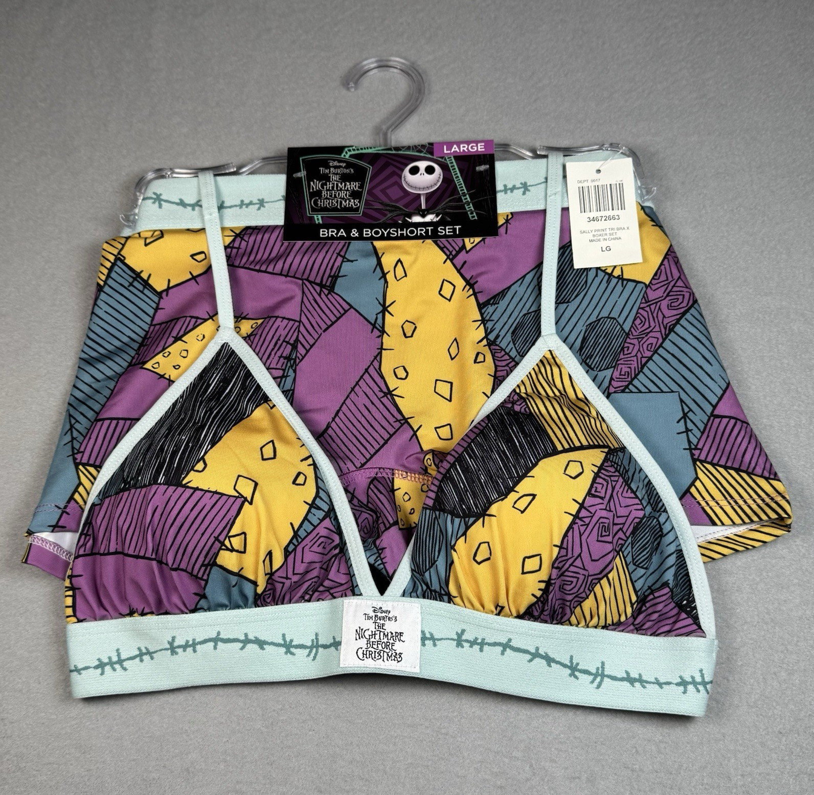 Disney Nightmare Before Christmas Sally Bra & Boyshort Set Size L – 2 Pack