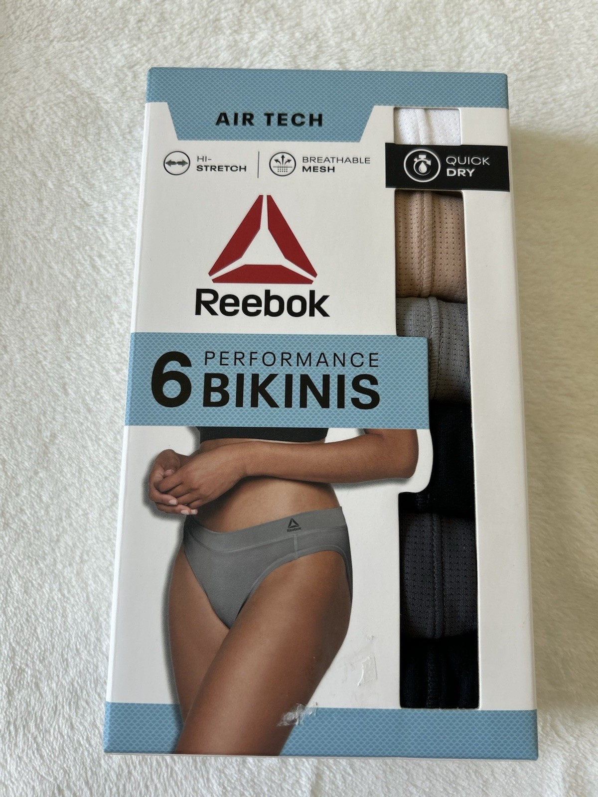 Reebok Women’s Assorted Air Tech Stretch Mesh Performance Bikinis 6-pack Size XL