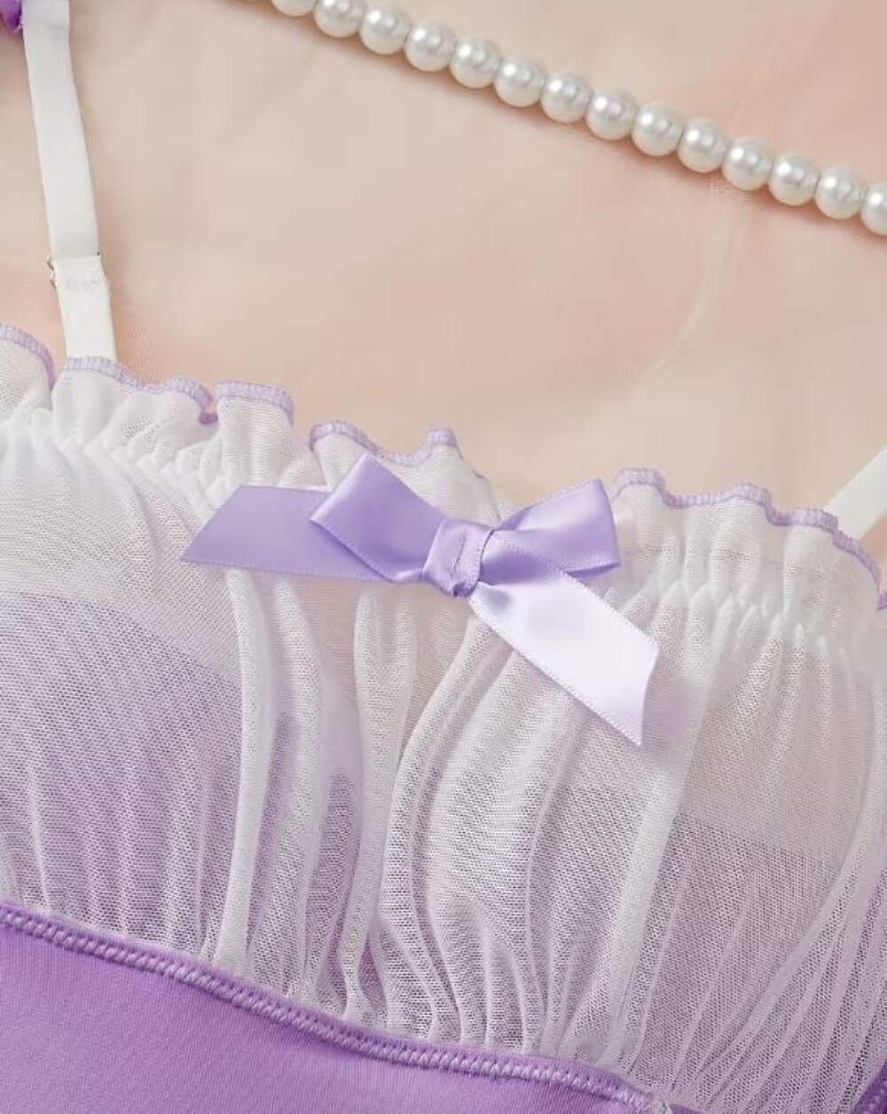 Lilac Satin Babydoll Nightdress Lace Trim Bow Chemise Lingerie size L 12-14