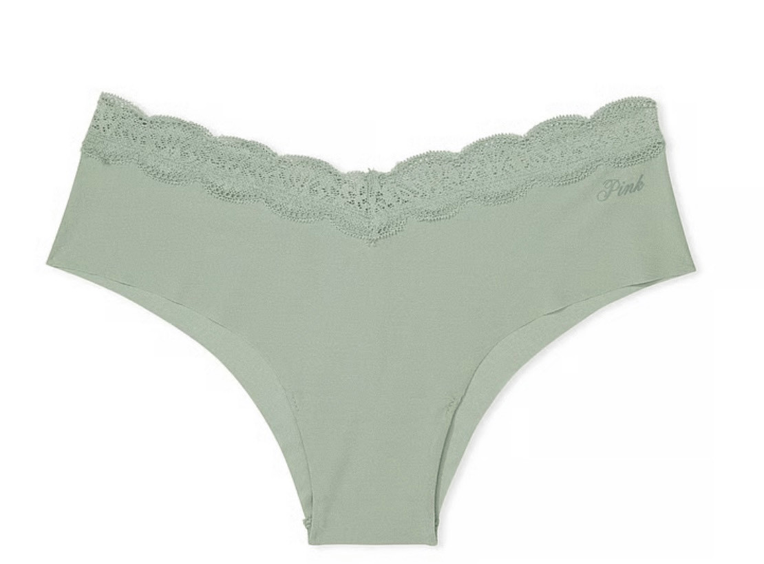 Victoria’s Secret, pink, no-show, cheekster panty. Size XL Indonesia, green with