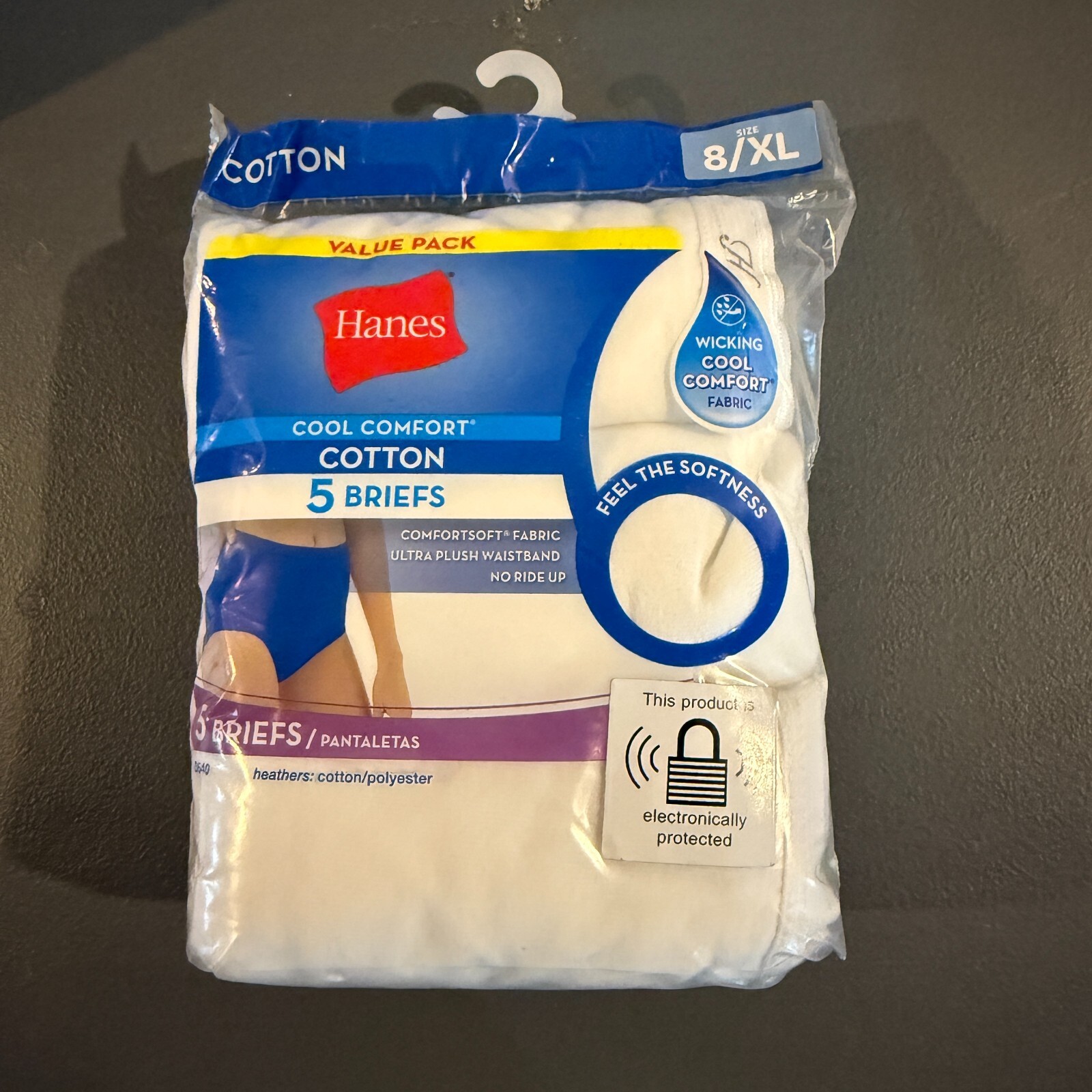 Women’s 5 Pack Hanes White Cool Comfort Briefs Size 8 XL NEW!