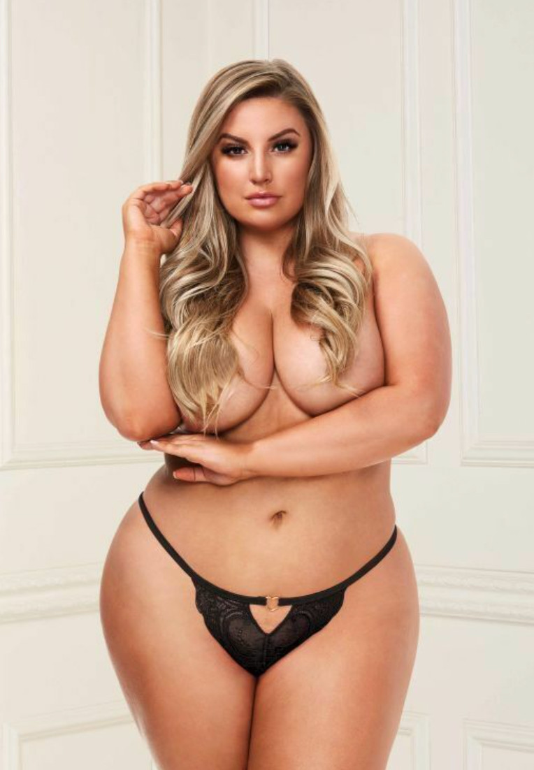 Baci Amazing Lace Open Crotch Black Panty 1X/ 2X