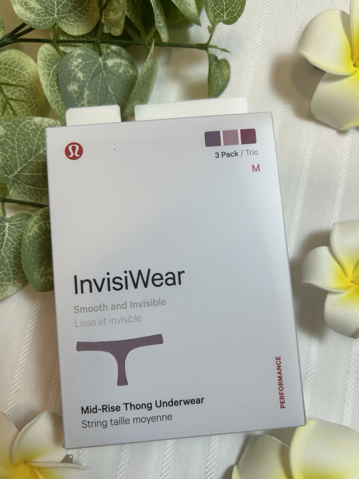 NWT$48 Lululemon Invisiwear Mid-Rise Thong (3 Pack)- LVLX/PKHZ/MGTS- Size M