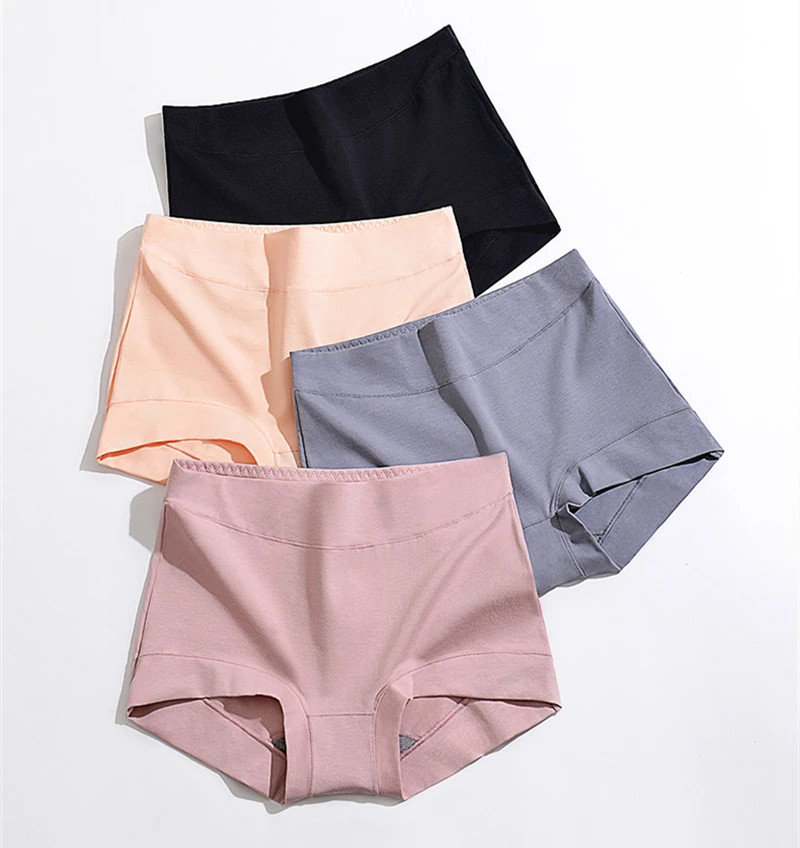 1pc High Rise Panties Pure Cotton Solid Color Boxer Shorts Plus Size Underwear