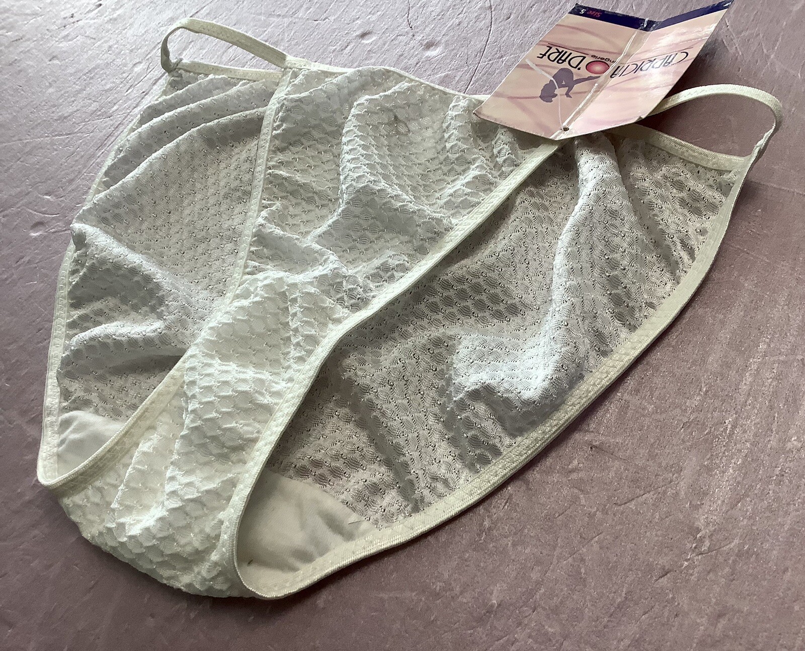 women panties bikinis COPRICIA O’DARE size S/5 sheer white checkered soft comfy