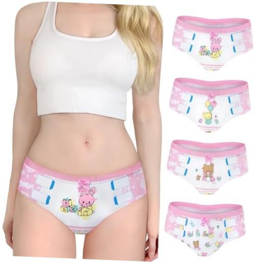 Women’s Soft Cotton Hipster Briefs Babydoll Baby Cuties ‘Oopsie’ Small Pink