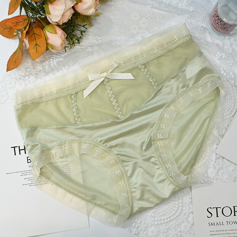5packs Lot Sexy Womens Sheer Satin Panties Full Briefs Lady Underwear Lingeries