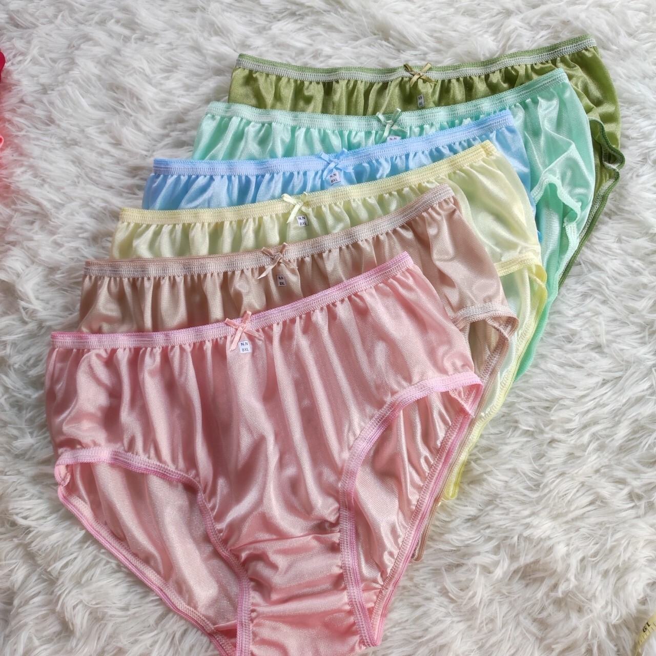 6 Bikini Panties Silky Underwear Woman Man Nylon Knickers Light Soft Hip 38″-42″