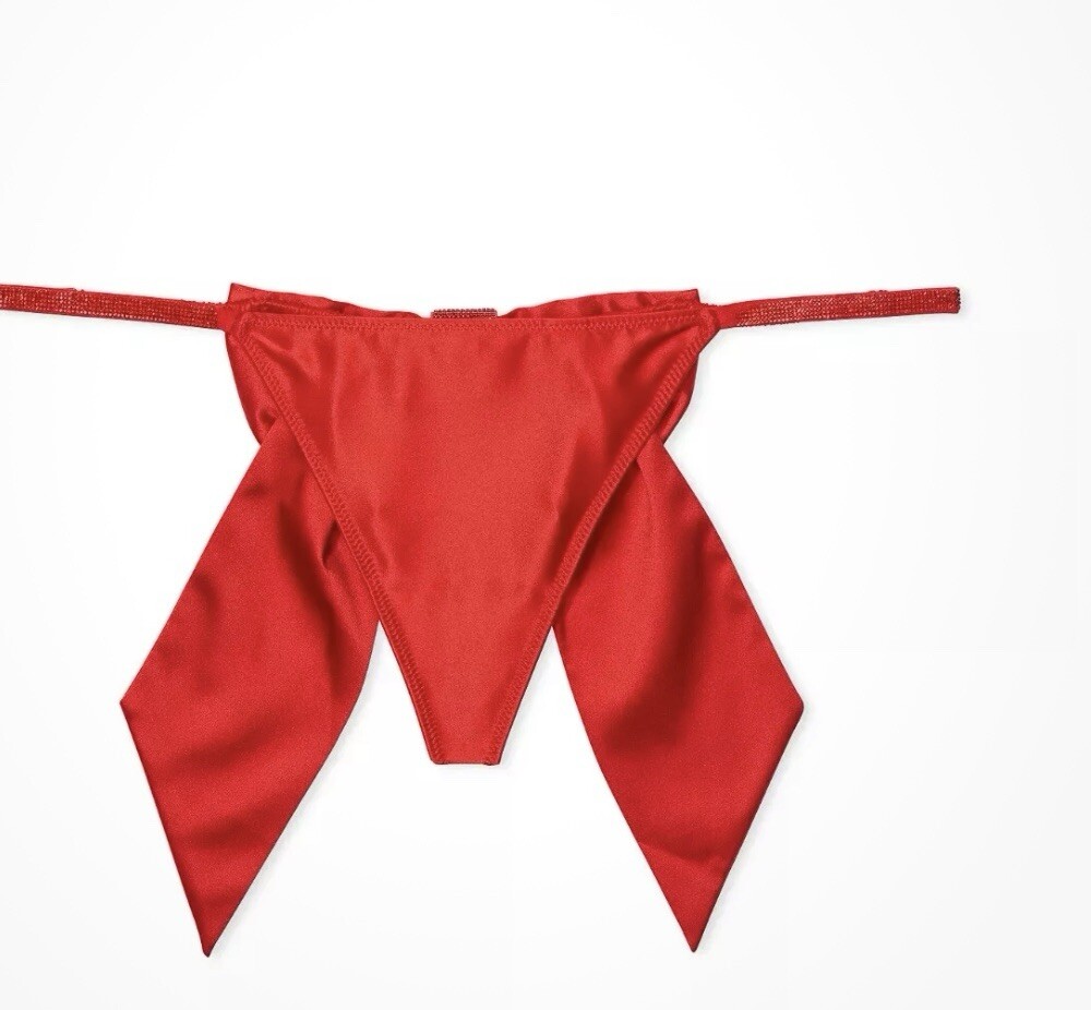 💕VICTORIA’S SECRET DREAM ANGELS Satin Shine Bow V-String X-Large LAST ONE!