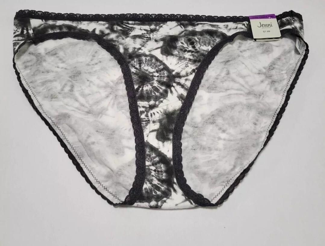 Jenni Women’s Lace Trim Bikini Underwear Panties Tiedye Black NWT Size XXL