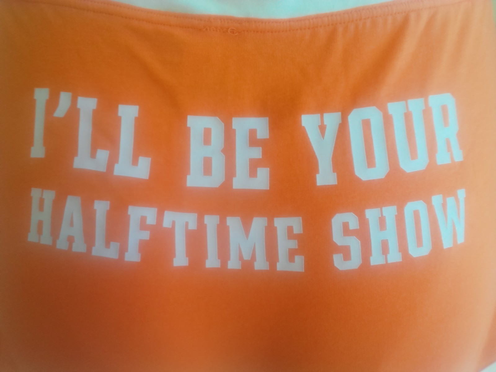NWT. PINK. Boyshort. Orange White Lettering Tie “I’ll Be Your Halftime Show” L