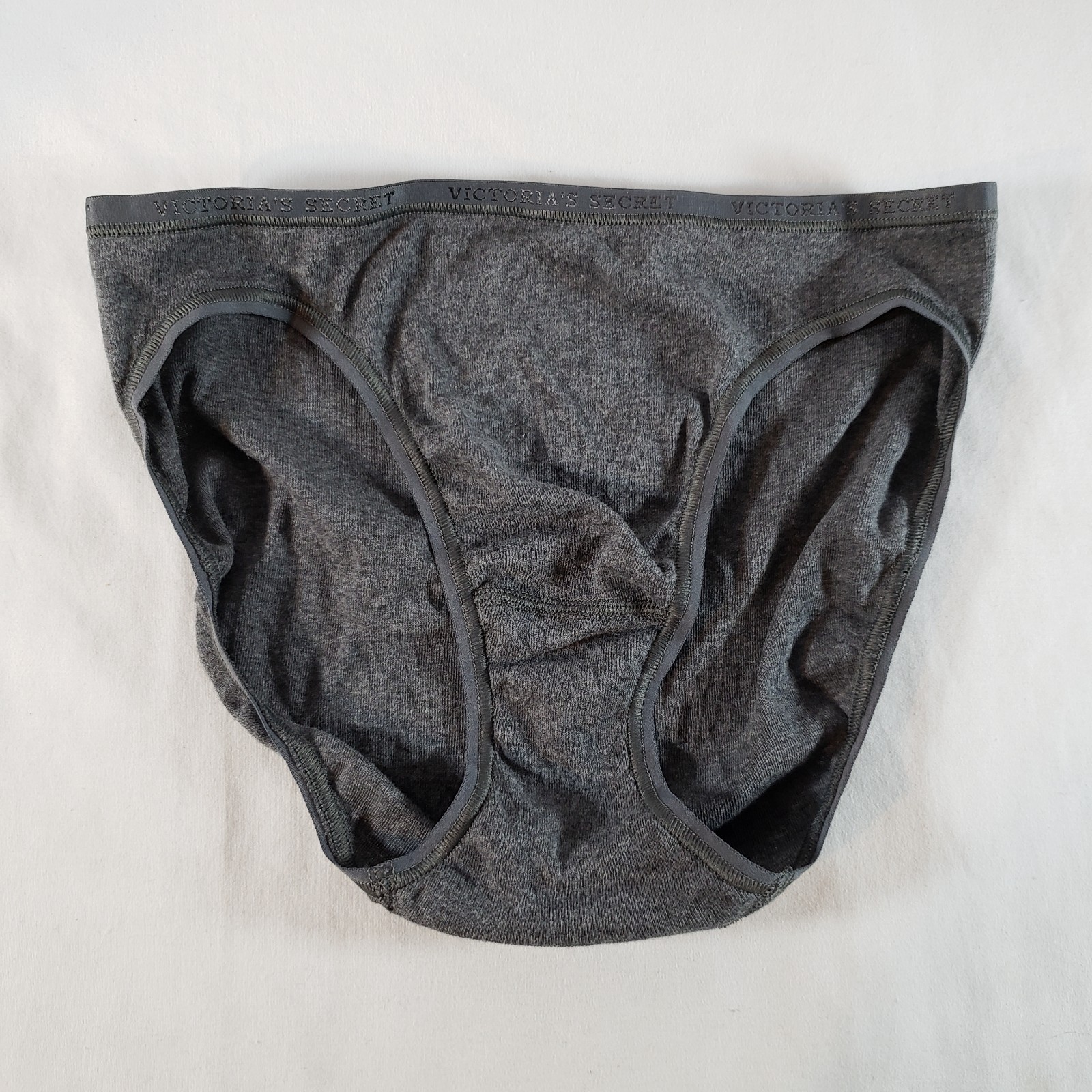 Victoria’s Secret Bikini Small Dark Heather Gray 100% Cotton VTG NWT