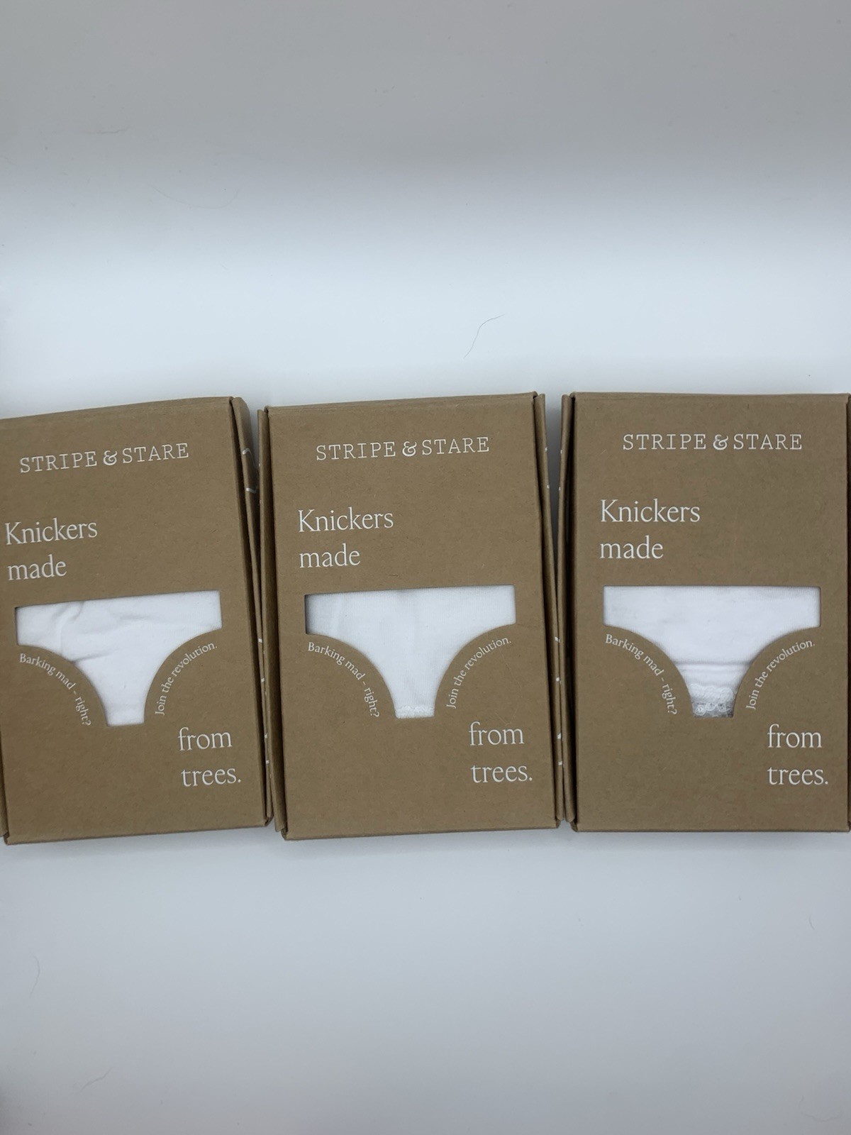 Stripe & Stare Knicker Bundle x4 Pair Small 3x White 1x Blue Freepost