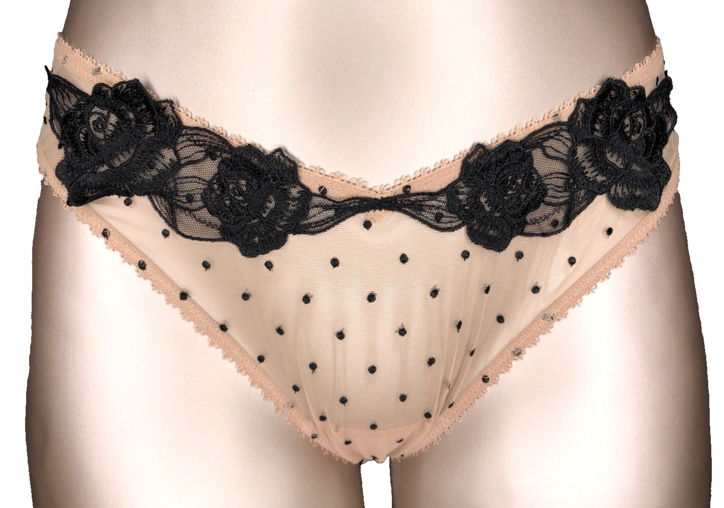 Victoria’s Secret Very Sexy NWT Large Beige High Leg Thong Panty Sheer Mesh